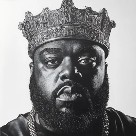 Grayscale Man Portrait with Crown