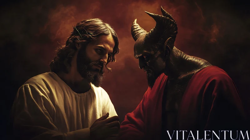 AI ART Portrait of Good vs Evil: Jesus and Devil