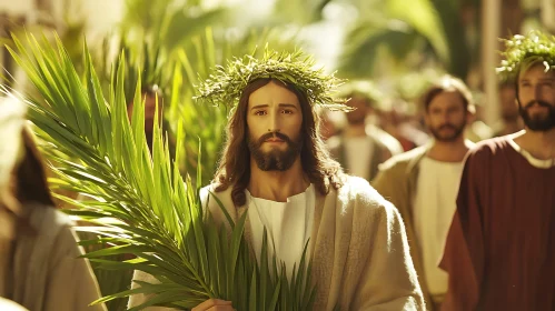 Peaceful Man with Foliage Crown