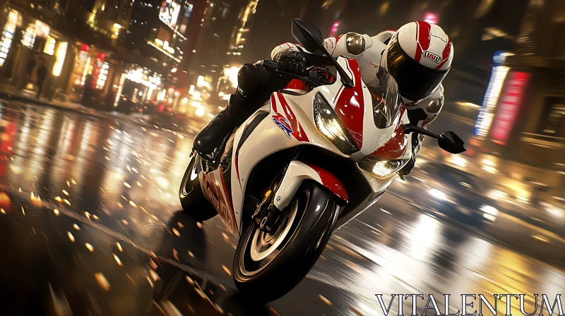 Urban Motorcycle Night Race AI Image