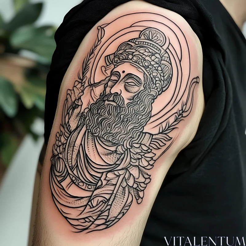 Majestic Headdress Tattoo Design on Arm AI Image