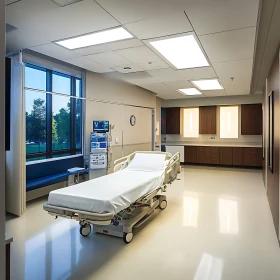 Modern Hospital Room with Medical Bed