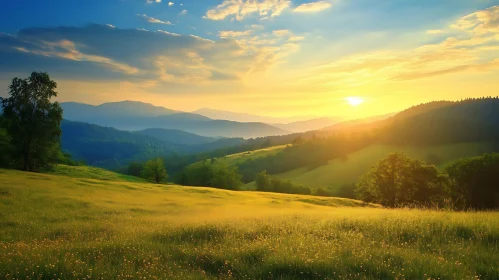 Picturesque Mountain Landscape at Sunset