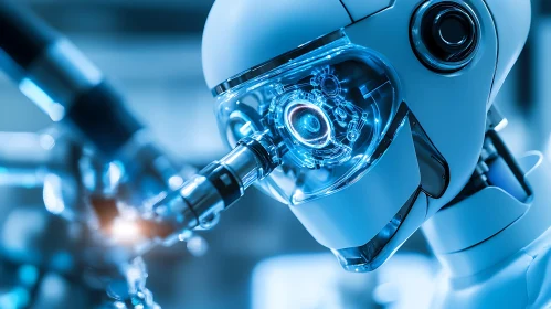 Detailed View of a Robotic Head
