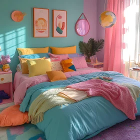 Colorful Pastel Bedroom Interior Design