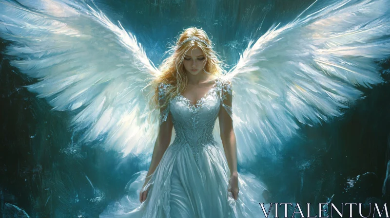 AI ART Ethereal Angel with Feathered Wings