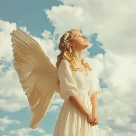 Winged Serenity: Angelic Figure in the Sky