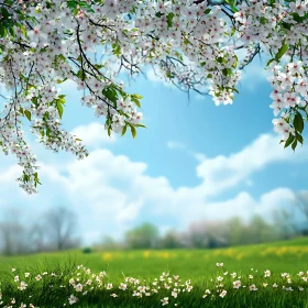 Floral Canopy Over Green Field