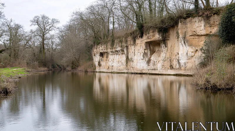 AI ART Cliffside River Serenity