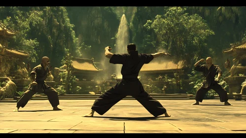 Martial Arts Temple Waterfall