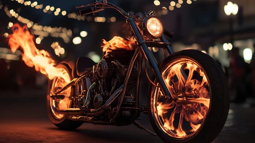 Burning Motorcycle at Night