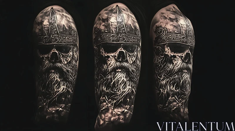 Viking Skull Tattoo Art AI Image