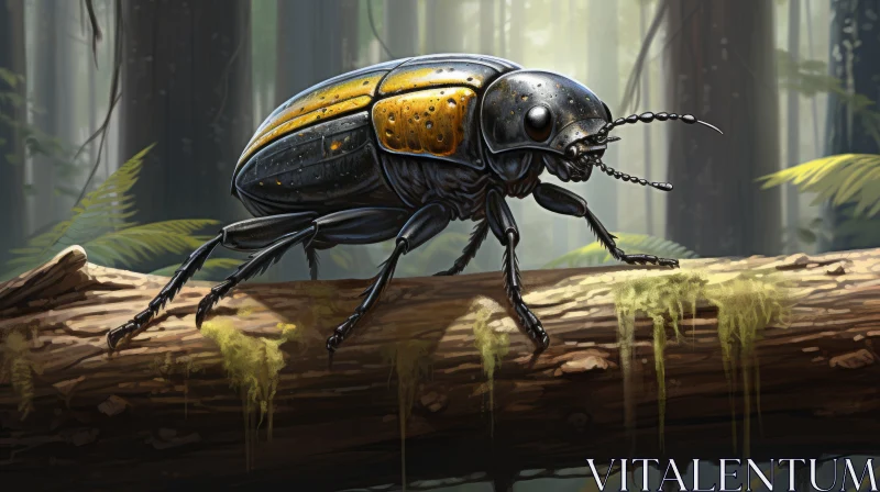 Bronze Beetle in Forest: A Sci-Fi Interpretation AI Image