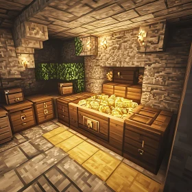 Golden Hoard in Blocky Minecraft Chamber