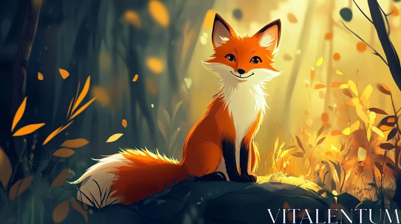 AI ART Serene Fox Portrait in Woodland