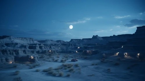 Enchanting Night Landscape with Full Moon in the Desert | Unreal Engine Style