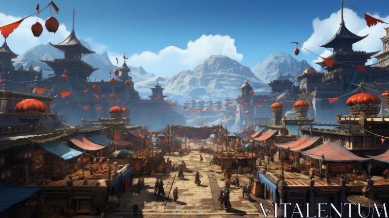 Fantasy Village in Snowy Setting - A Kushan Empire Inspiration AI Image