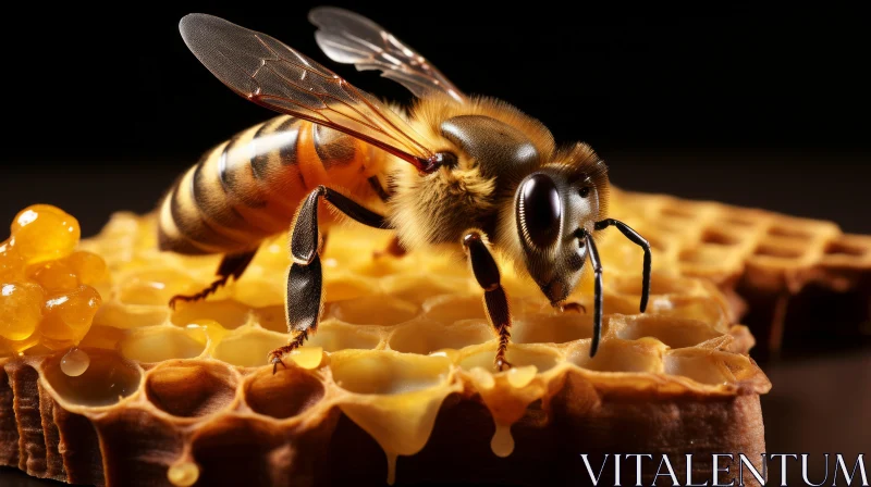 Honeybee Collecting Honey - Nature's Intricate Beauty Captured AI Image