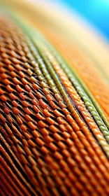 Intricate Weaving Style Close-up of Colorful Bird's Feather