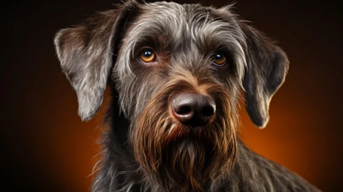 Schnauzer Dog Portrait with Orange Background