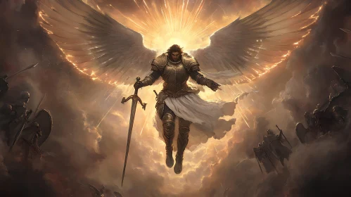 Celestial Guardian With Sword and Wings