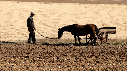 Horse-Drawn Cart in the Countryside