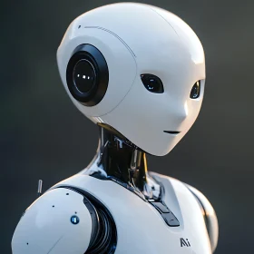 Sleek White Robot with Humanoid Features