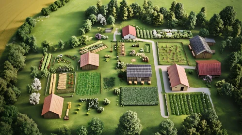 Aerial View of a Verdant Farm