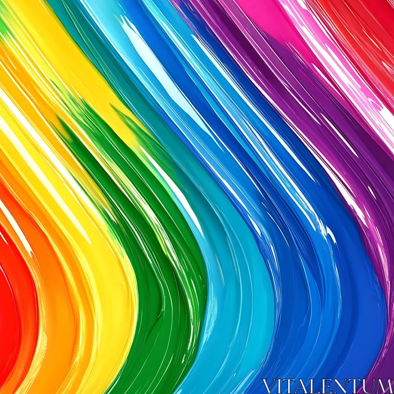 Fluid Rainbow Diagonal Paint Lines AI Image