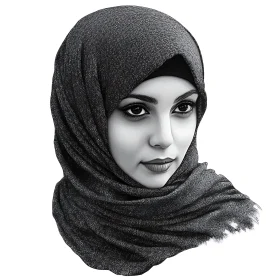 Monochrome Portrait of Woman in Hijab