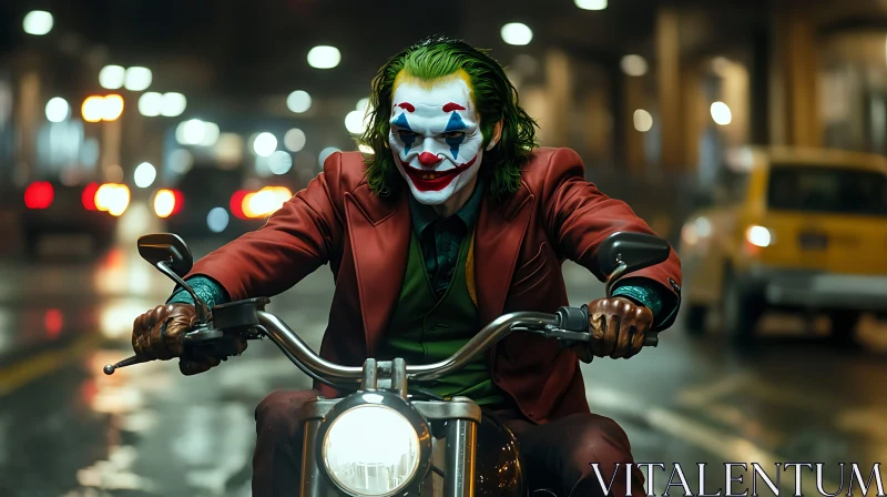 AI ART Gotham Rider: A Clown's Urban Journey