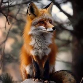 Red Fox Portrait in the Woods