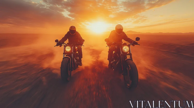 Motorcycles at Sunset AI Image