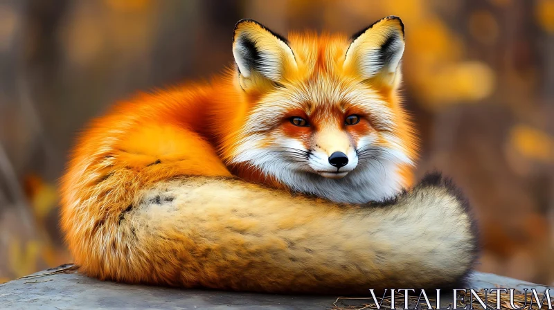 Resting Fox in Autumn AI Image