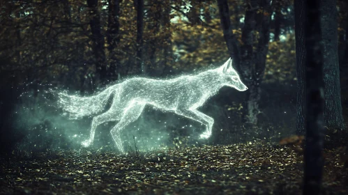 Luminous Fox Leaping Through the Woods