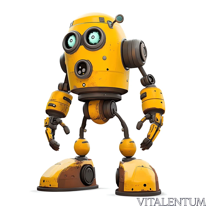 Cartoon Robot with Yellow Body AI Image