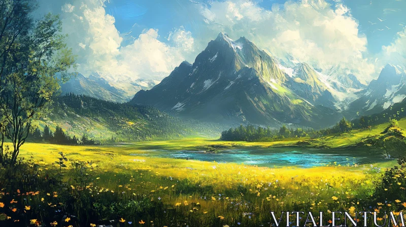 AI ART Mountain Meadow Serenity