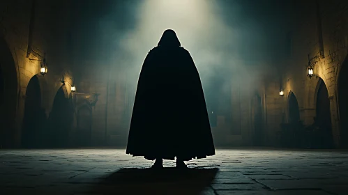 Mysterious Silhouette in Gothic Setting