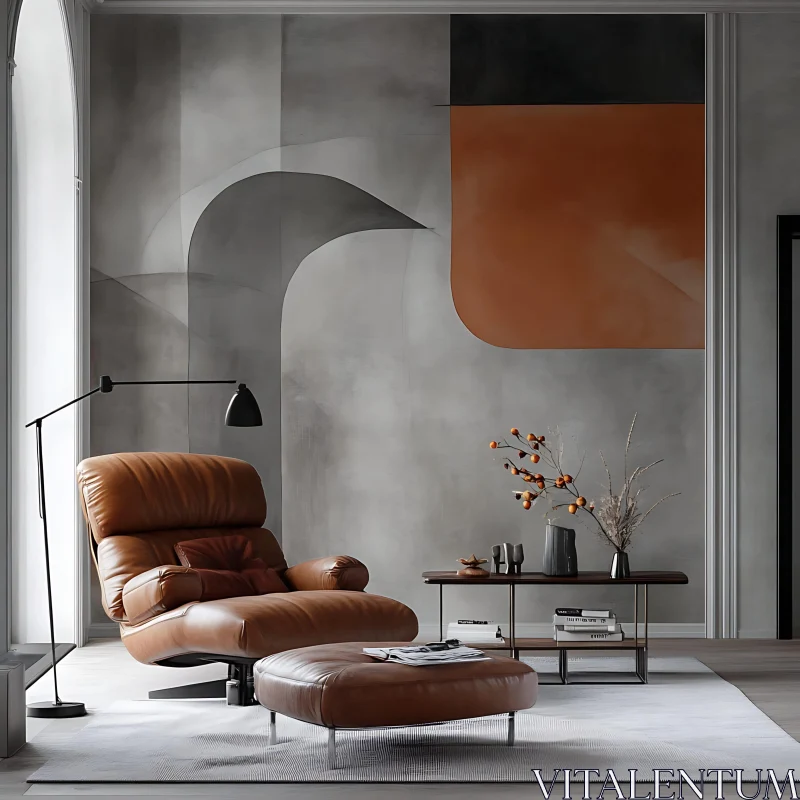 AI ART Modern Interior Design with Leather Seating