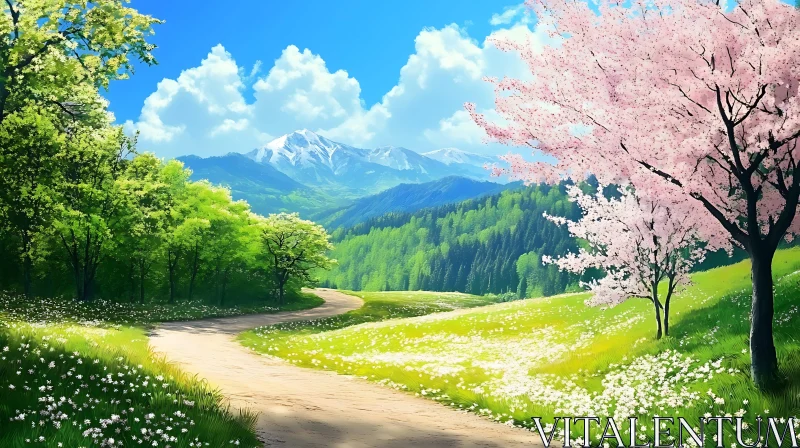 AI ART Blooming Spring Landscape