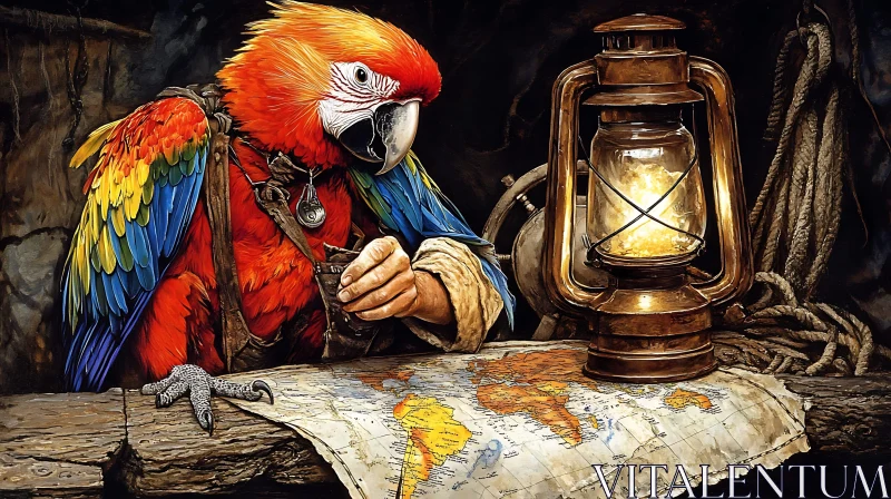 Feathered Navigator: Parrot Planning Adventure AI Image