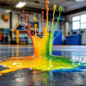 Colorful Liquid Burst on Floor