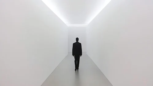 Silhouette in a Minimalist Corridor