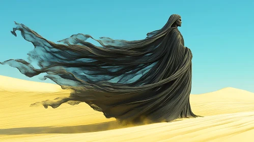 Desert Figure in Flowing Fabric