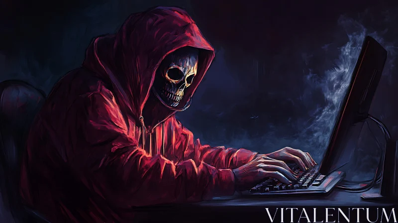 Grim Reaper Hacker at Computer AI Image