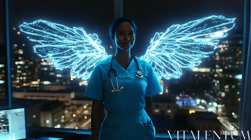 AI ART Guardian Angel Nurse in City