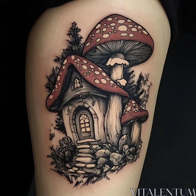 Fantasy Mushroom Art Tattoo AI Image