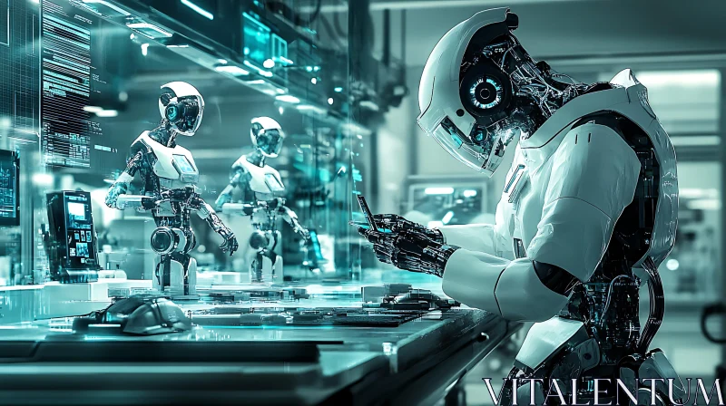 AI ART Futuristic Robot Lab Scene