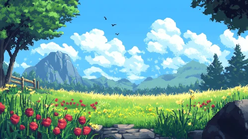 Peaceful Pixel Art Landscape