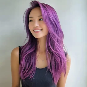 Smiling Woman with Lavender Hair